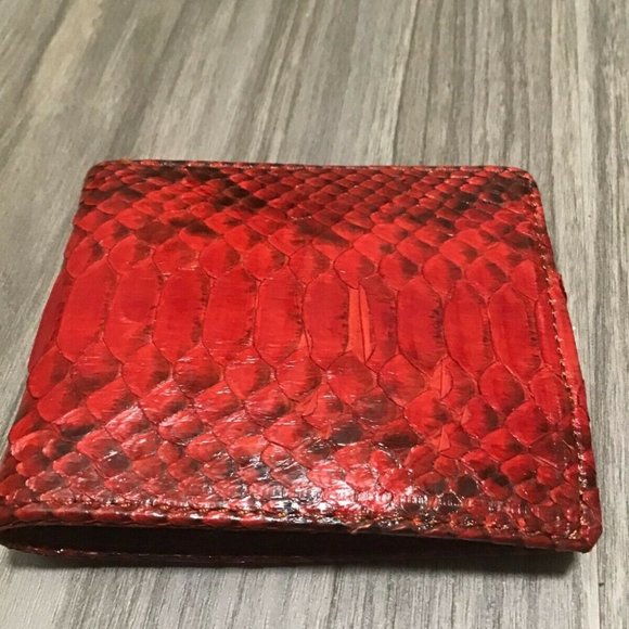 COPY - Snakeskin genuine python zipper wallet red black b - Picture 1 of 4